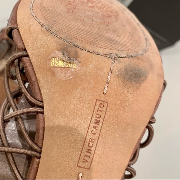 Vince Camuto Bootie Adult 8.5 Smoke Taupe VC-Evel Stacked Block Heel Open Toe - Picture 9 of 12